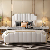 U-BEST california modern luxury italian latest modern double beds with storage off white queen king size double metal frame bed