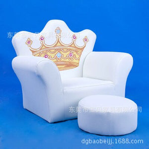 Lovely Cartoon Princess crown kids mini sofa with stool children's furniture leather baby sofa for kids chair  bed room chair