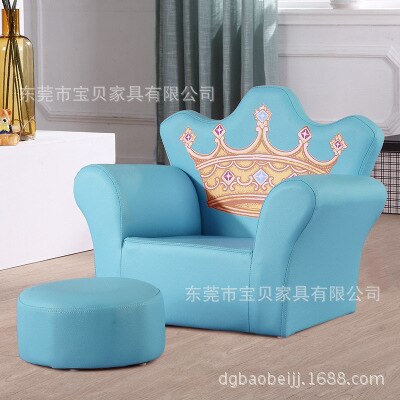 Lovely Cartoon Princess crown kids mini sofa with stool children's furniture leather baby sofa for kids chair  bed room chair