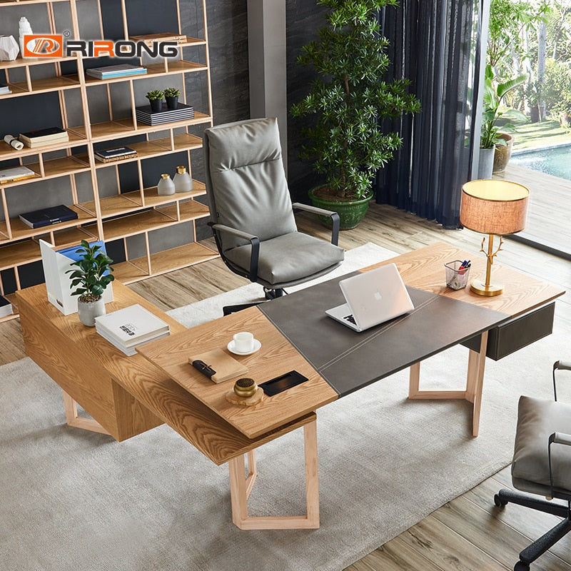 Modern Simple Design Home Office Furniture Set Laptop Table Study Table Furniture Executive Wood Leather  Standing Table Desk